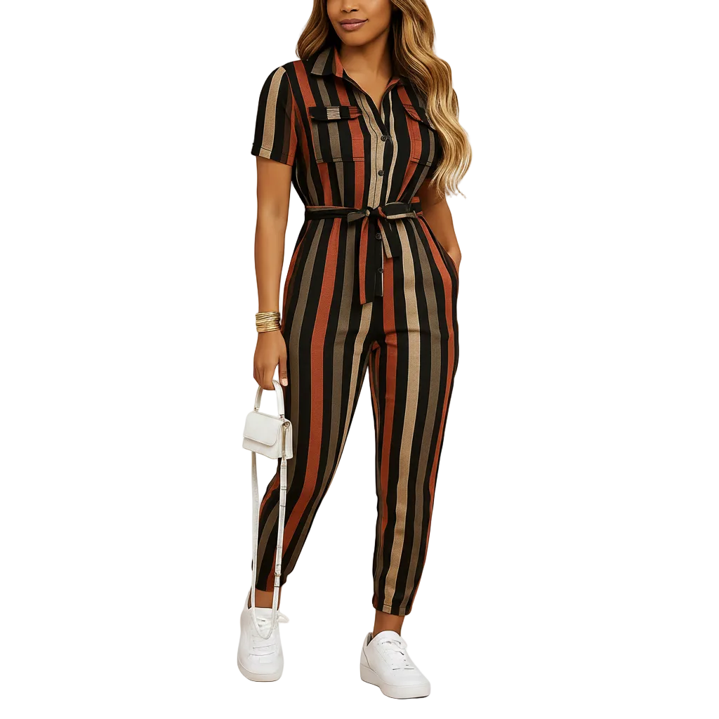 Slim Fit Button Front Jumpsuit for Women with Structured Shape
