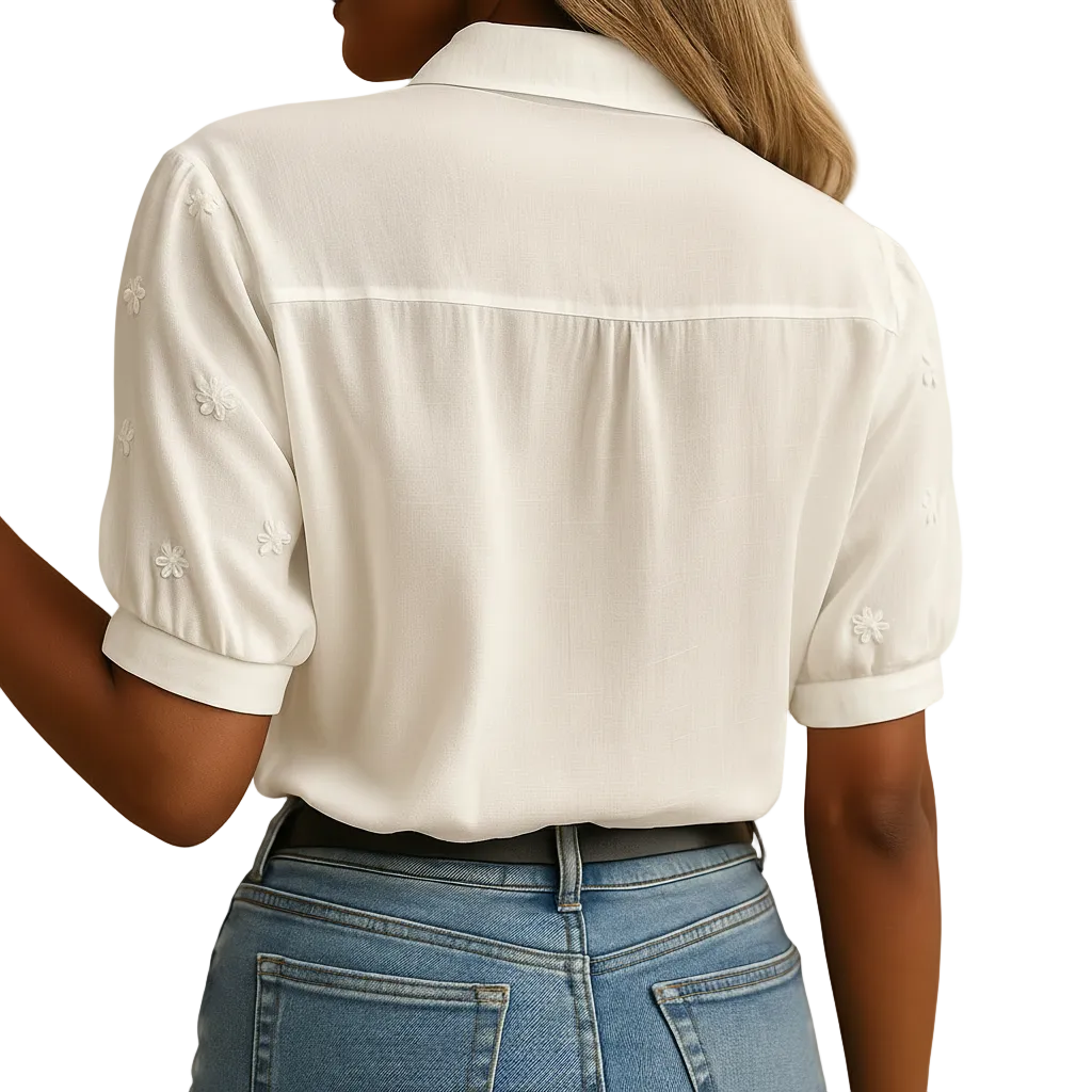 Women’s Classic White Button Blouse with Tailored Fit