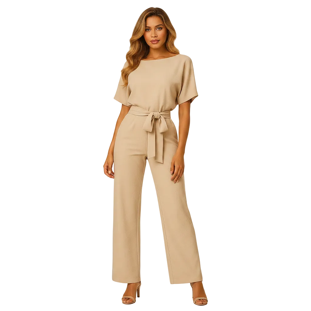 High Waist Lace Detail Jumpsuit for Women with Straight Leg Fit