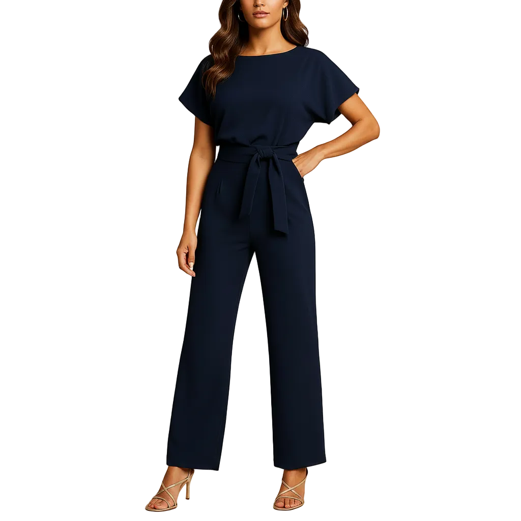 High Waist Lace Detail Jumpsuit for Women with Straight Leg Fit