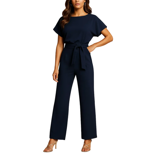 High Waist Lace Detail Jumpsuit for Women with Straight Leg Fit