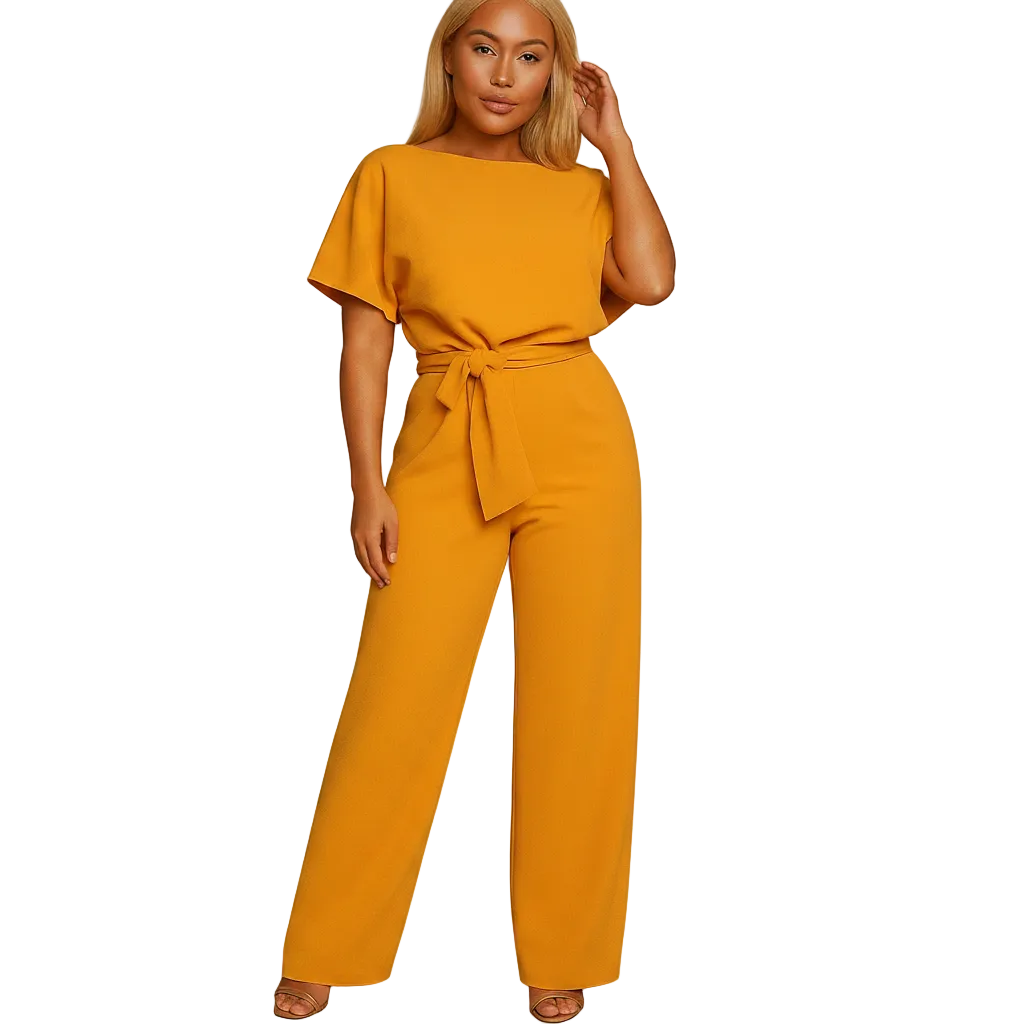 High Waist Lace Detail Jumpsuit for Women with Straight Leg Fit