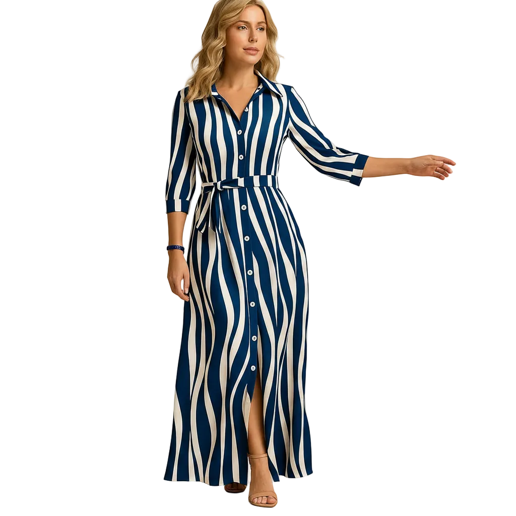 Long Summer Dress for Women with Short Sleeve Lightweight Fabric