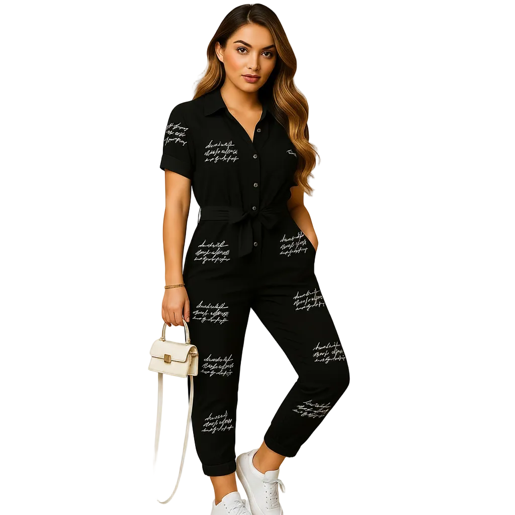 Slim Fit Button Front Jumpsuit for Women with Structured Shape