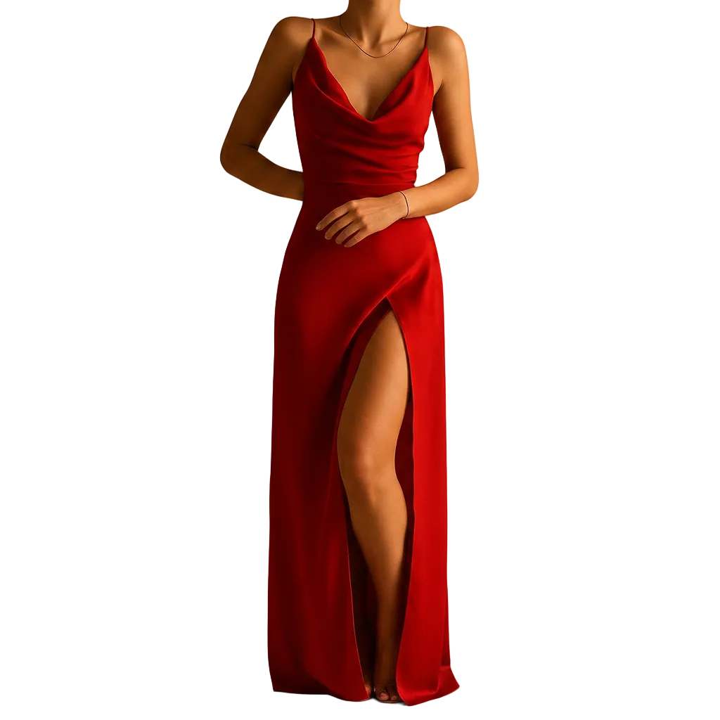 V Neck Maxi Dress for Women with Flowing Ankle Length Cut