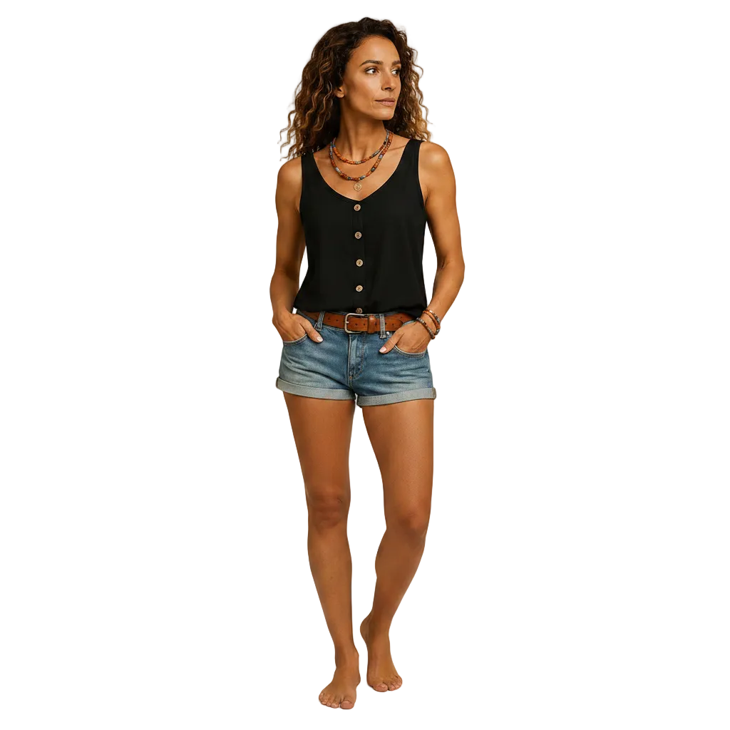 Women’s Sleeveless V Neck Summer Blouse Lightweight Casual Top