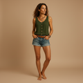 Women’s Sleeveless V Neck Summer Blouse Lightweight Casual Top