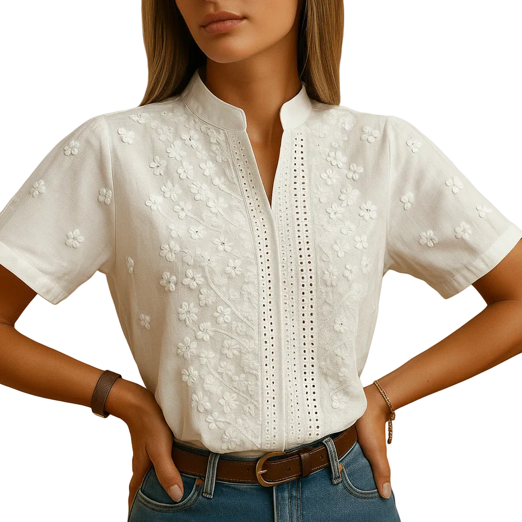 Women’s Classic White Button Blouse with Tailored Fit