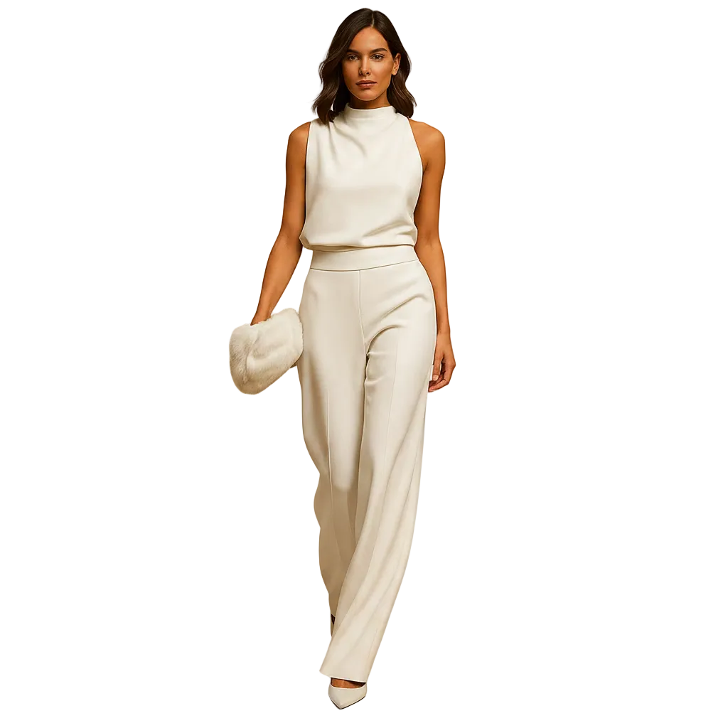 Women’s Halter Neck Wide Leg Jumpsuit for Evening Occasions