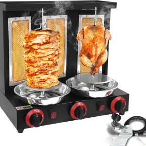 Barbecue grill, liquefied gas vertical chicken grilling rack, three-fire-mouth rotating skewer machine, hot dog machine