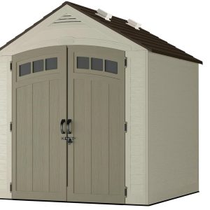 7x7 Storage Shed with Multi-Wall Resin Panels, 4 Skylights, IllumiVent System, and Pad-Lockable Doors, 84quot; D x 84quot; W x 98" H