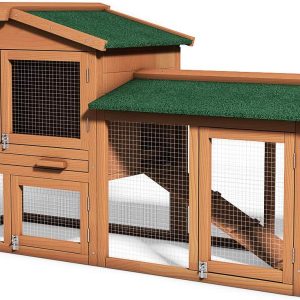 Large chicken coop, wooden hen house, outdoor backyard rabbit cage with ventilation door, detachable tray and slope, chicken nesting box (58 inches) (58 inches long x 21 inches wide x 34 inches high)