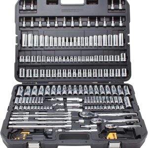 Mechanics Tool Set, SAE and Metric, 1/2, 1/4, 3/8 Drive Sizes, 192-Piece.