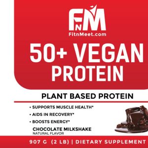 50+ Chocolate Vegan Protein Powder – 2 lbs, 28 Servings