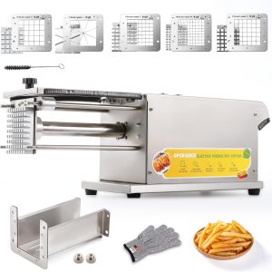 Upgraded French-style fries cutter, equipped with 5 blades, electric potato cutter, professional cutter for making French fries, suitable for both commercial and household use, made of stainless steel, suitable for sweet potatoes and cucumbers.