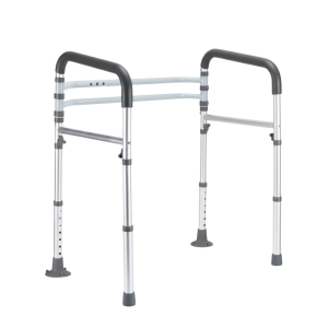 Adjustable Aluminum Toilet Support Rail with Grips, Foldable