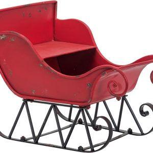 Christmas Sleigh Outdoor Decorations Large-sized Worn Red Metal Santa Sleigh Toy Decoration Gift Basket Winter Decorations Indoor Christmas Garden Santa Sleigh Decoration - 39 inches (Sleigh-L)