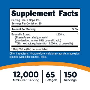 Boswellia Extract – 12,000mg Equivalent per Serving | 180 Vegetarian Capsules for Joint, Inflammation & Mobility Support