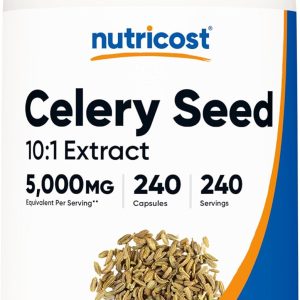 Celery Seed Extract – 5,000mg Equivalent | 240 Vegan Capsules (240-Day Supply)