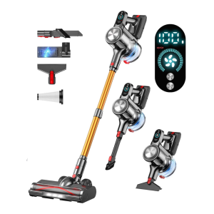 Cordless Stick Vacuum with LED Headlight, V-Brush and 7-Stage Filter