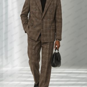 Classic Plaid Tweed Blazer Pants Set