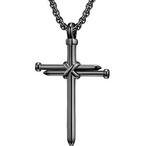 Vintage Nail Cross Pendant with Chain